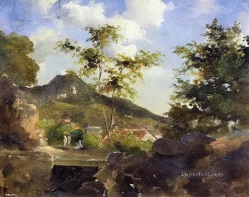 Pueblo al pie de una colina en el paisaje de las Antillas Santo Tomás Camille Pissarro Pinturas al óleo
